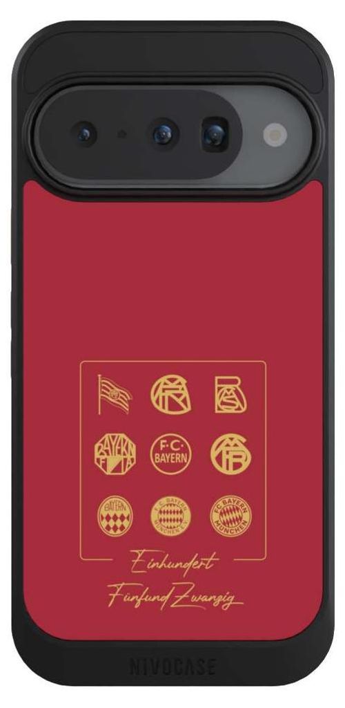 NIVOCASE Hülle für Google Pixel 10 Handyhülle NIVOcore Case Schwarz FC Bayern München Fanartikel FCB 125 Jahre