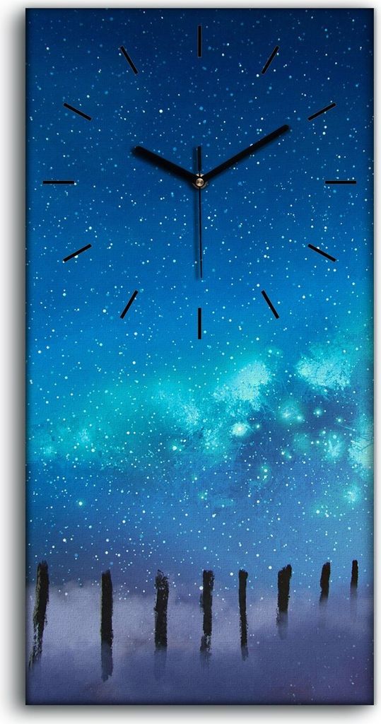 Leinwand Wanduhr Wandkunst Uhr Quarz 30x60 Junge der auf Holzstäben balanciert - schwarze Hände