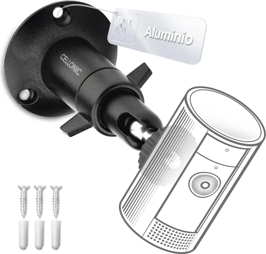 Supporto CELLONIC per telecamera di videosorveglianza compatibile con Arlo Pro 5, 4, Pro 3, Pro 2, Pro, Ultra 2, Ultra, Ultra 4k, Go, Essential, Light per vite da 1/4" di filettatura staffa inclinabile/inclinabile