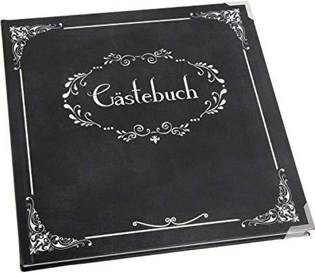 Edel nostalgisch schwarz weißes Gästebuch 21 x 21 cm 164 Seiten Vintage Nostalgie Look - Hochzeitsgästebuch Tafelkreide Look - HARDCOVER - mit j...