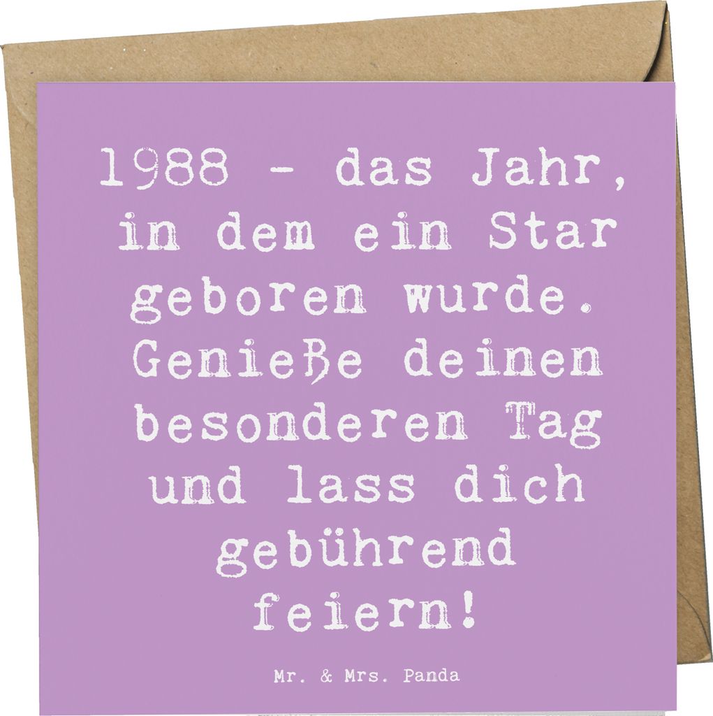 Mr. & Mrs. Panda Grußkarte Spruch 1988 Geburtstag - Lavendeltraum - Geschenk, Geburtstagsgeschenk, Glückwunschkarte, erinnern, doppelkarte, Glüc...