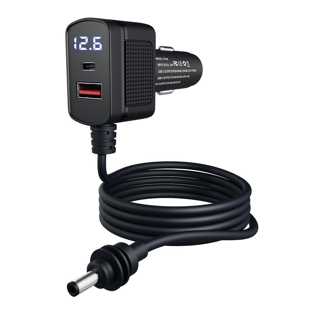 Auto Adapter für Starlink Mini – 12–24 V 3 m – Kabel USB-C/A LCD Anzeige