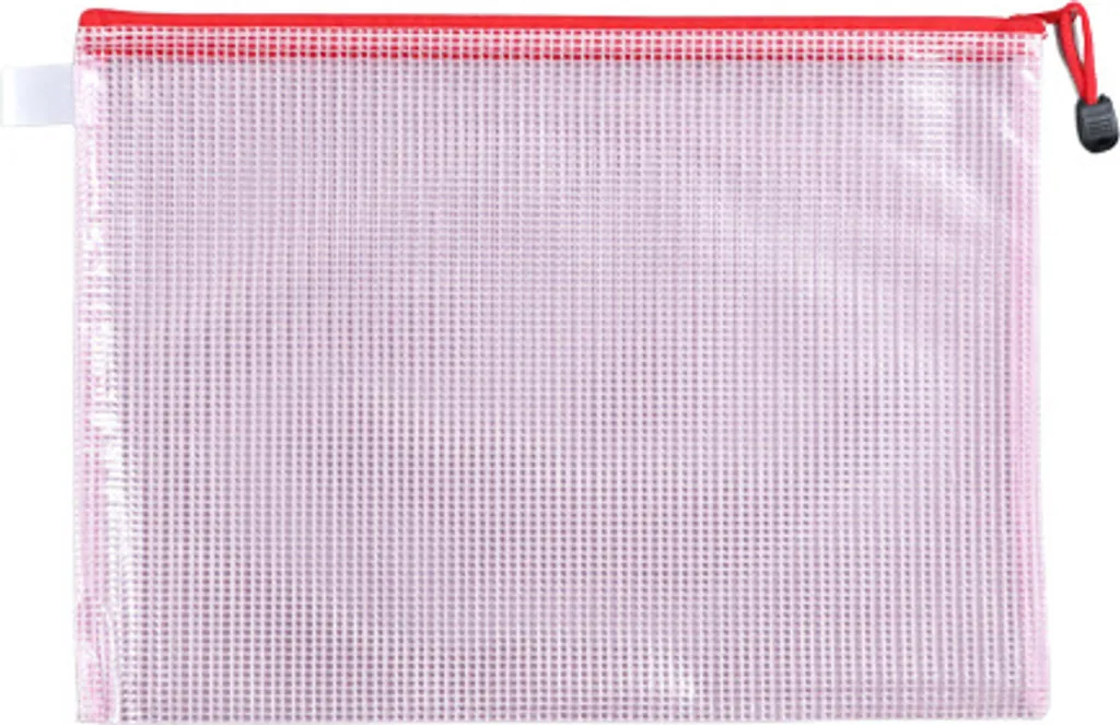 Set 12 Tasche Plastica A5 Rosse con Zip INF - Organizer Documenti