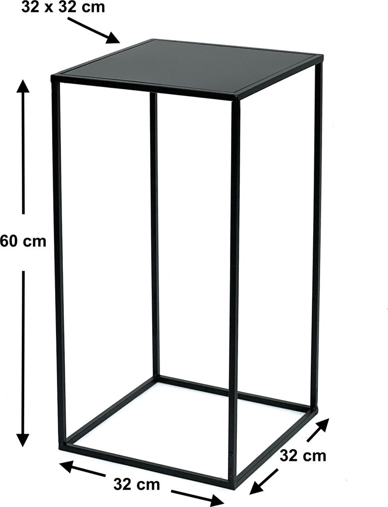 DanDiBo Sgabello per Fiori Tavolino da Salotto Quadrato Nero in Metallo