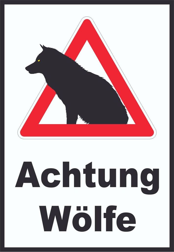 Achtung Wölfe Schild A1 (594x841mm)