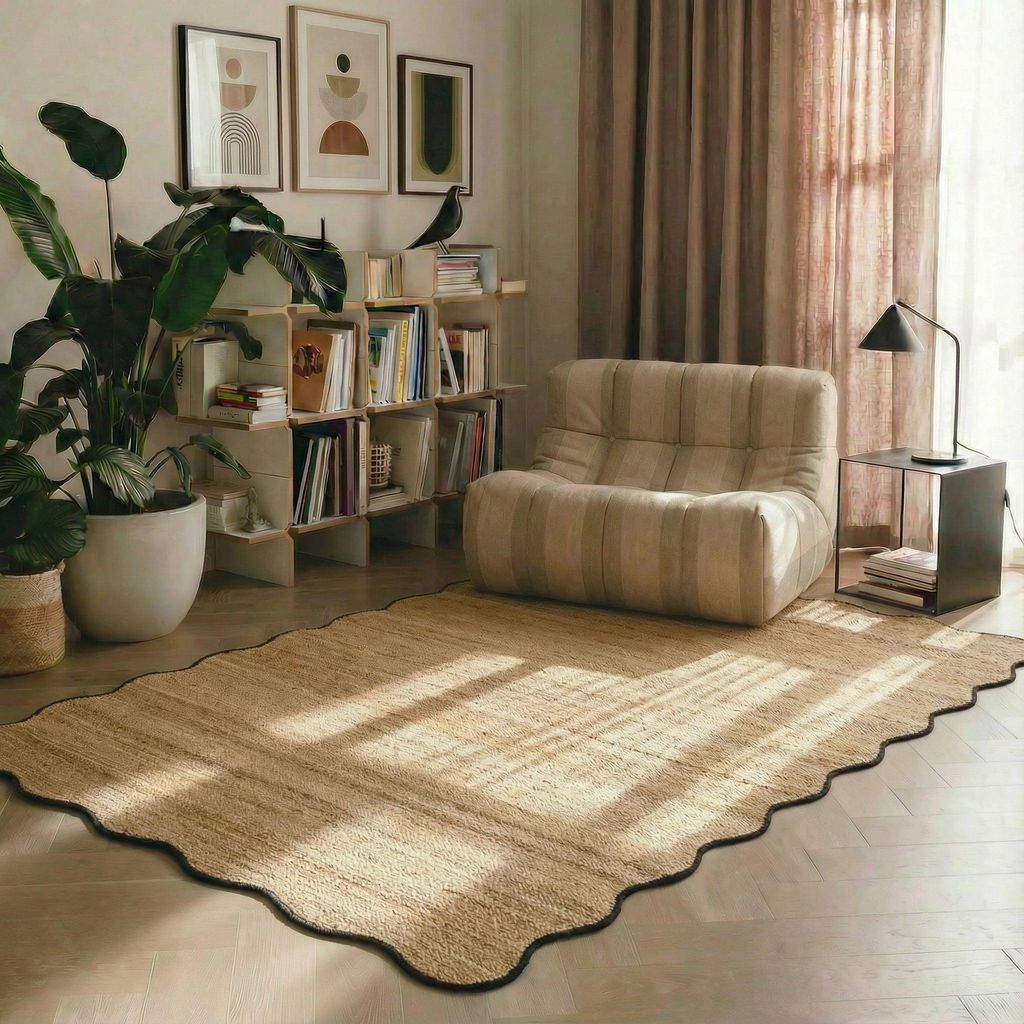 Jute Mrcarpet Teppiche scallop wafelstructuur Natur/antraciet 160x230cm