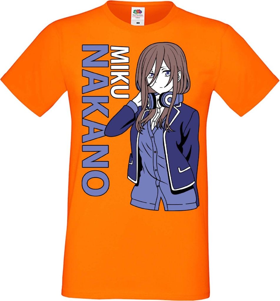 Herren T-Shirt Manga Anime The Quintessential Quintuplets Miku Nakano, Man 3XL / Orange