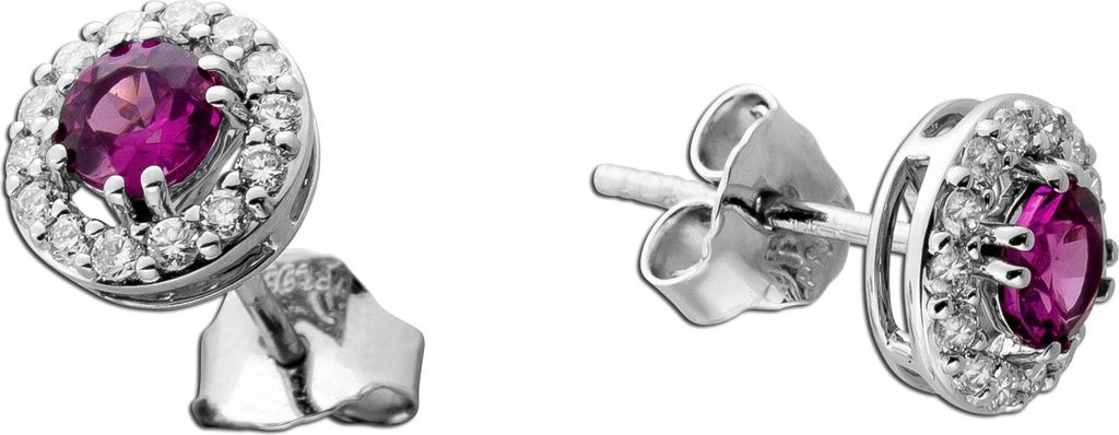 Diamant Ohrringe Platin 950 Natur Rhodolite 0.50ct Lab Grown Diamanten