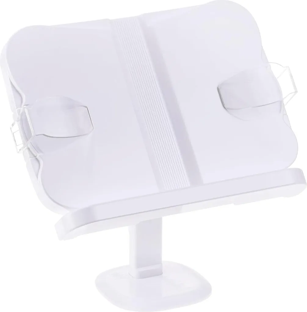 Support de livre de cuisine et étude blanc réglable Sourcing Map clips
