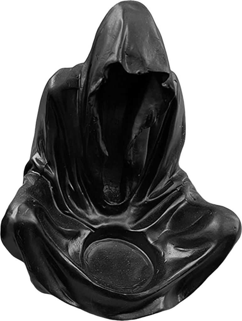 Sensenmann-Statue, gotischer Kristallkugelständer, Bücherregal-Dekor, geheimnisvolle, gruselige Zauberer-Robe-Skulptur für Halloween, Heimdekora...