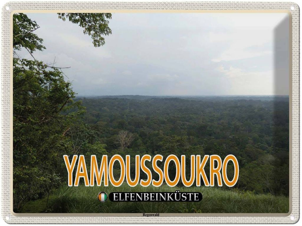 vianmo Blechschild 30x40 cm Yamoussoukro Elfenbeinküste Regenwald Bildmotiv Reisemotiv Abenteuer Reisen