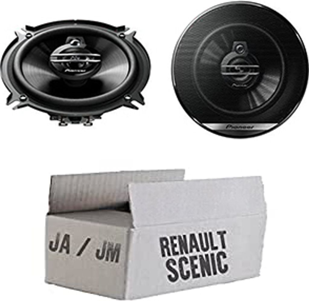 Lautsprecher Boxen Pioneer TS-G1330F - 13cm 3-Wege 130mm Triaxe 250W Auto Einbausatz - Einbauset passend für Renault Megane Scenic 1+2 Front Heck ...