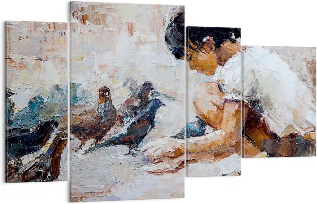 Bild auf Leinwand - Leinwandbild - Kind Vogel Karma - 120x70cm - Wand Bild - Wanddeko - Wandbilder - Leinwanddruck - Bilder - Kunstdruck - Wanddeko...