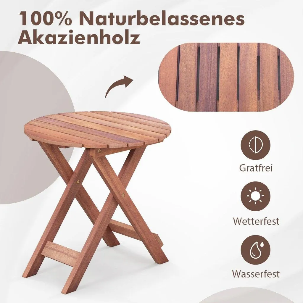 Table d'appoint pliante bois acacia : solution gain de place 46 cm - 4