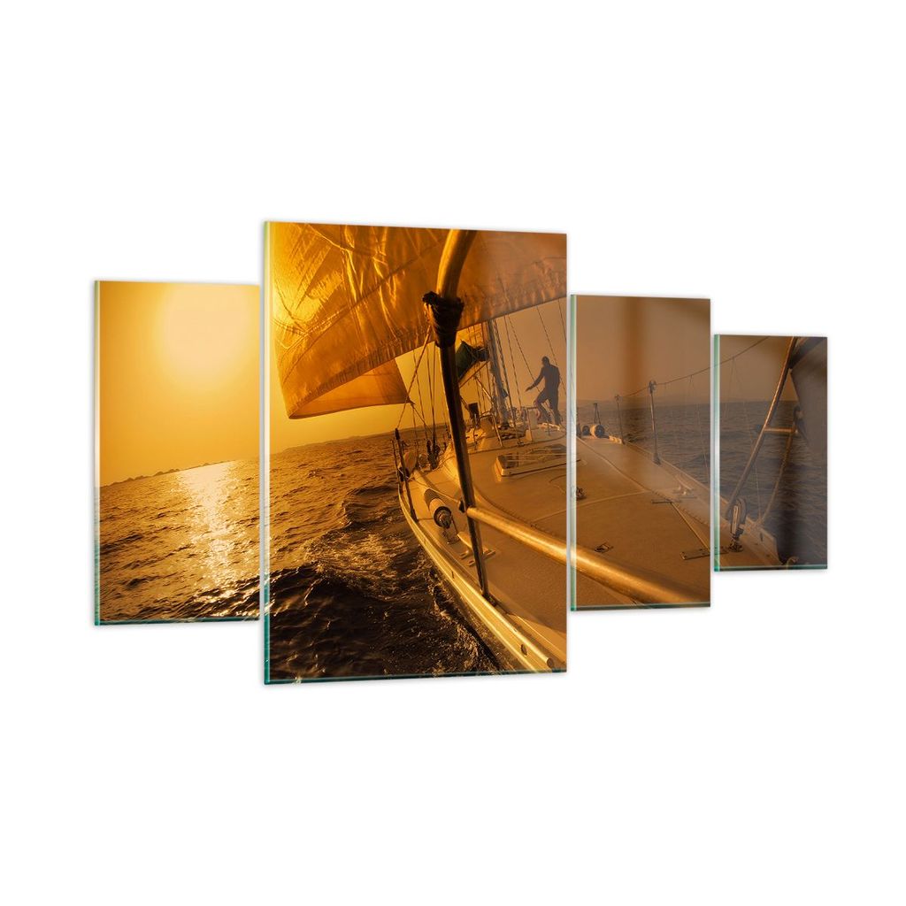 Bilder auf glas - Ozean Segelboot Yacht - 160x90cm - Glasbilder - Wandbilder - Kunstdruck - zum Aufhängen bereit - Wanddekoration aus Glas - Glas ...