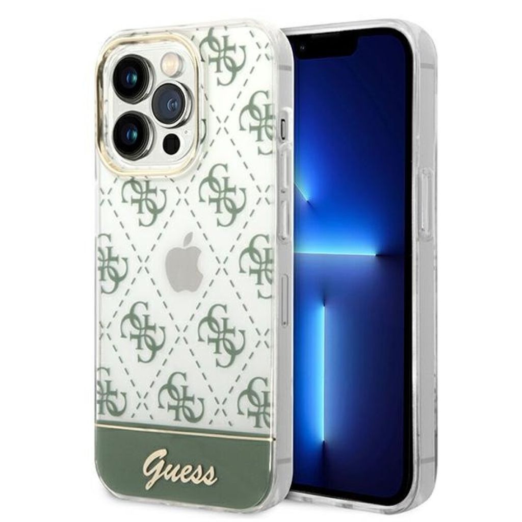 Guess GUHCP14XHG4MHA iPhone 14 Pro Max 6,7" Khaki Hardcase 4G Pattern Script Schutzhülle