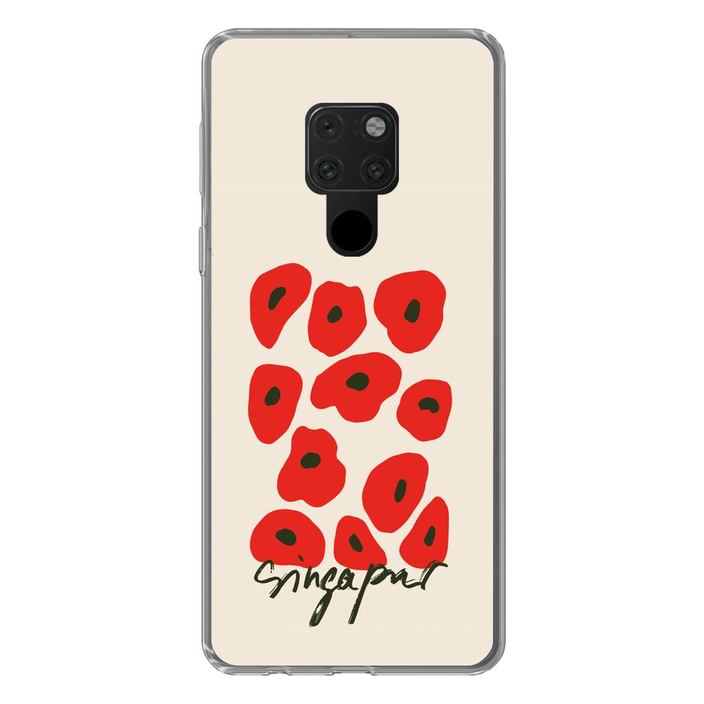 MuchoWow Handyhülle Schutzhülle Hülle für Huawei P40 Lite Blumen - Mohn - Muster Silikon Softcase Handy Hülle - Handy