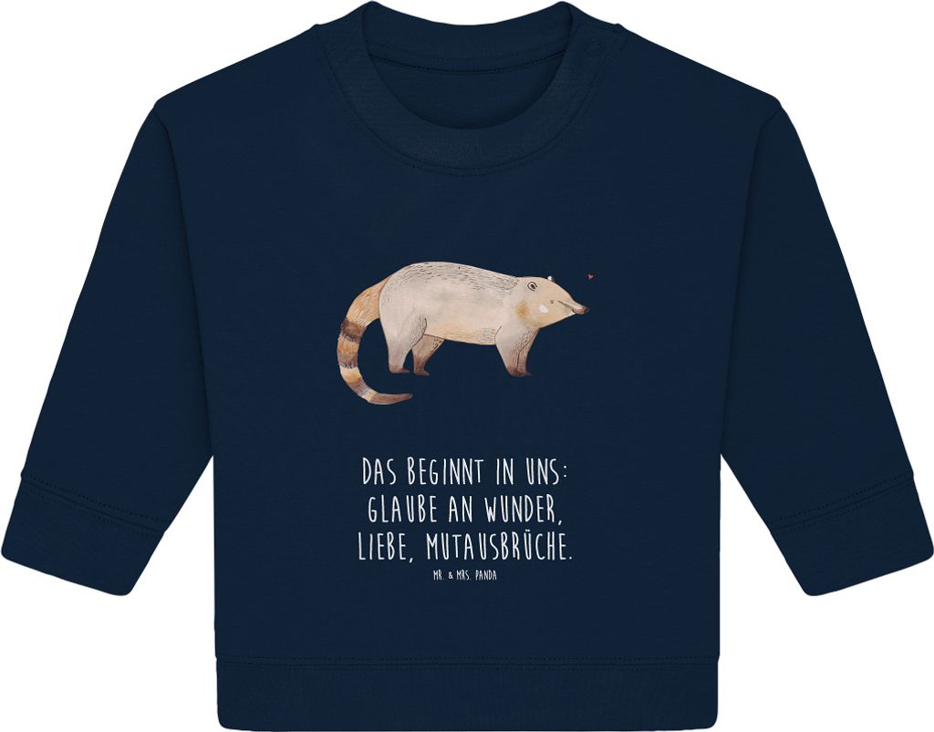 Mr. & Mrs. Panda Organic Baby Pullover Nasenbär 24. - 36. Monat - French Navy - Geschenk, Nasenbären, Rüsselbär, Bär, Lustige Sprüche, Bullover