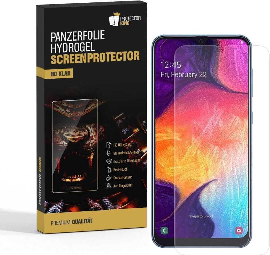 3x Panzerfolie für Samsung Galaxy A50 HYDROGEL FULL-COVER Displayschutz HD KLAR