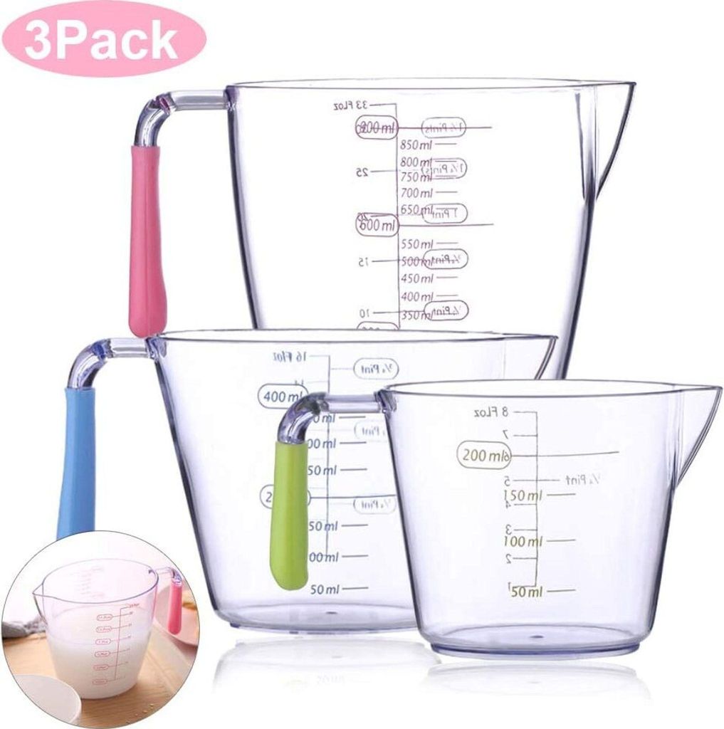 Messbecher Set,200ML 400ML 900ML Messbecher Hitzebeständig,Messkanne Kunststoff, Messbecher Transparent