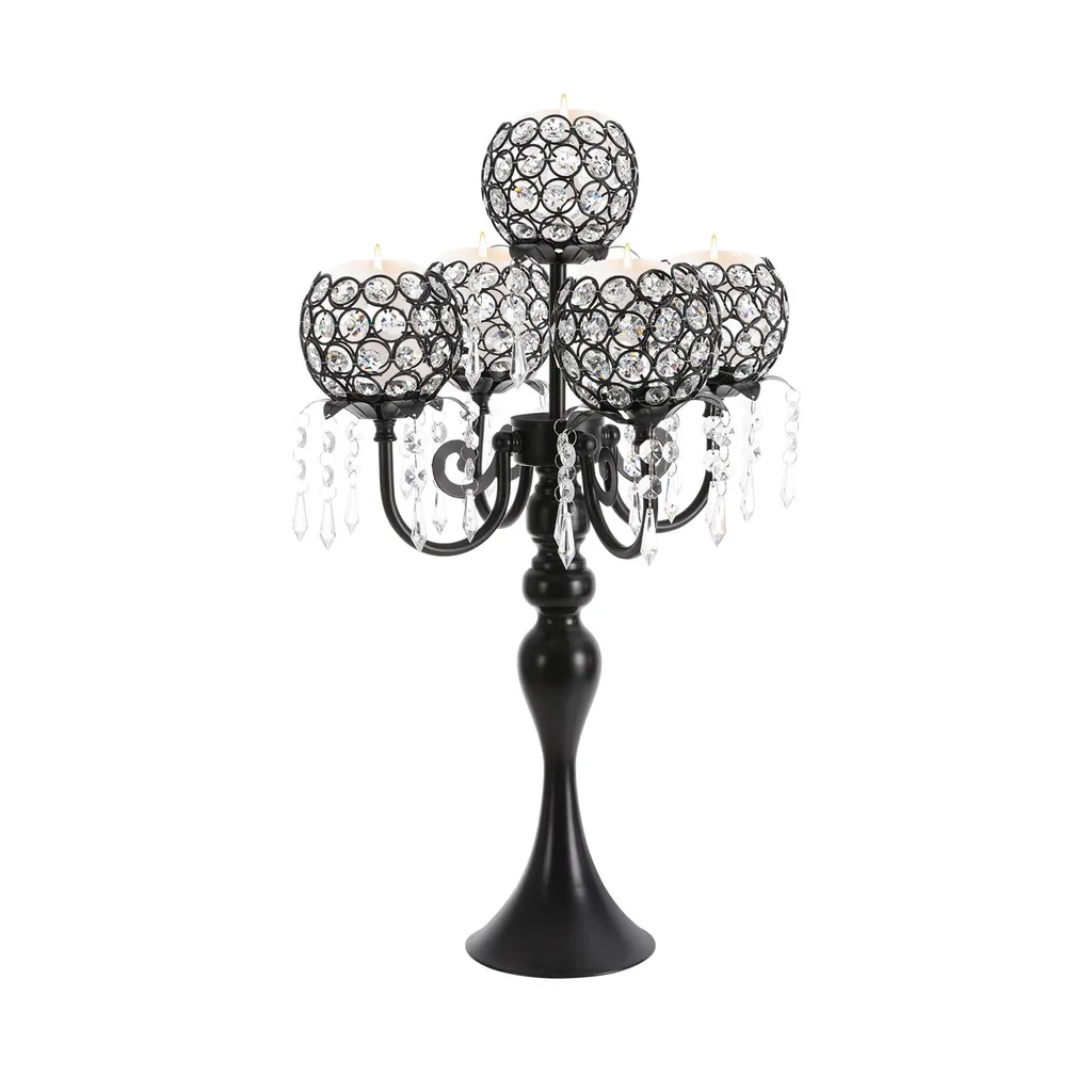 Bougeoir de Table Noir 57cm - Centre de Table Décoratif pour Réception