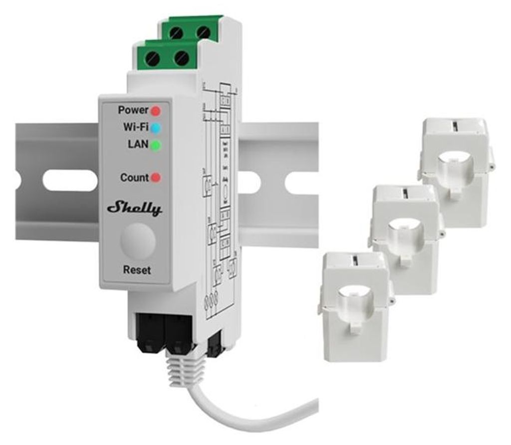 Shelly · Guida per montaggio su plafone · "Pro 3EM 120A v2" Immagine del prodotto 