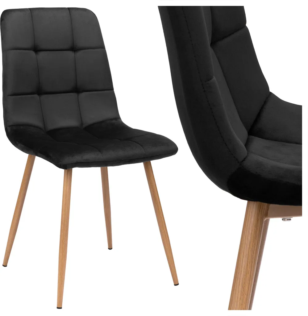 Chaise velours noir MONTANA VELVET : Confort durable et dos protégé