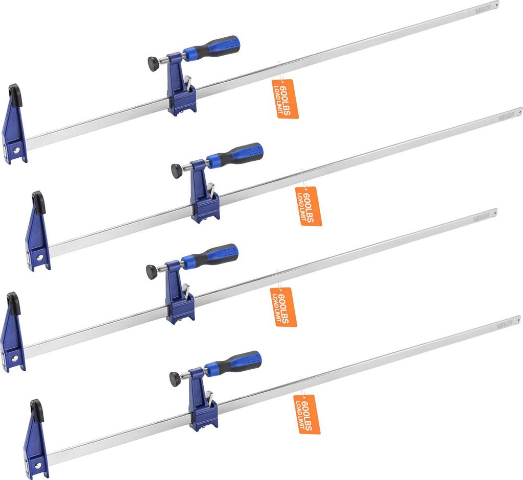 VEVOR Stangenklemmen für Holzbearbeitung 4 Stk. 914 mm Öffnung, feststellbare F-Klemme mit 272 kg Belastungsgrenze, 63,5 mm Tiefe, Gusseisen & Ko...
