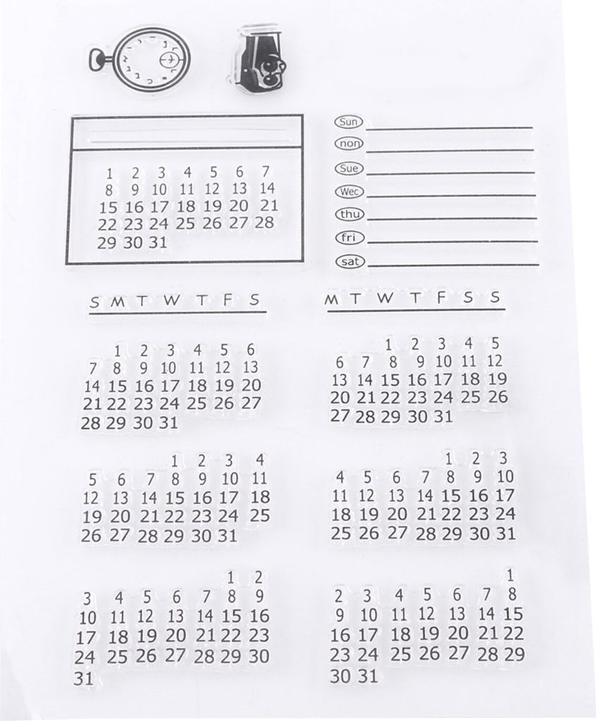 Transparenter Silikon Stempel, Kalender Motiv 11x16cm, für Scrapbooking & Kartenbasteln