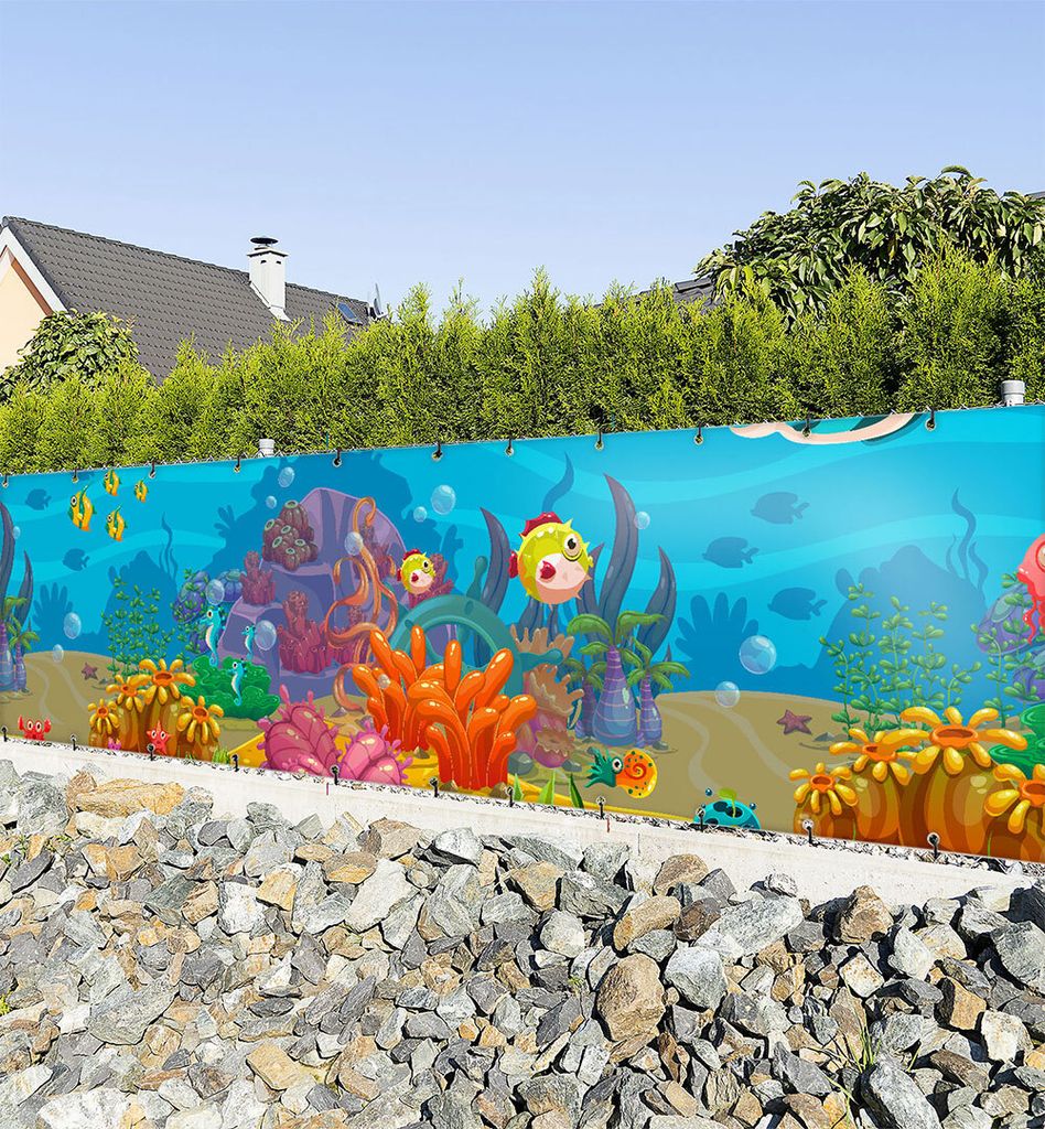 Balkonbanner Meeresgrund Balkon Sichtschutz Garten