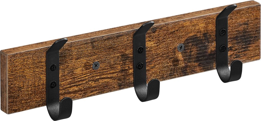 ACAZA Garderobe - 6 Haken - 33 cm - Vintage Braun - Hängende Garderobe - Wandgarderobe - Wandgarderobe aus Holz