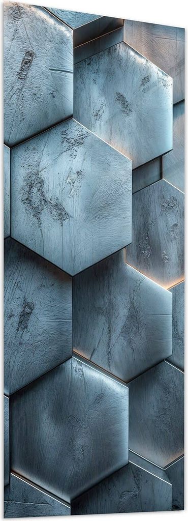 Glasbild 50x125cm in XXL für Wohnzimmer, Schlafzimmer Motiv Hexagon Struktur