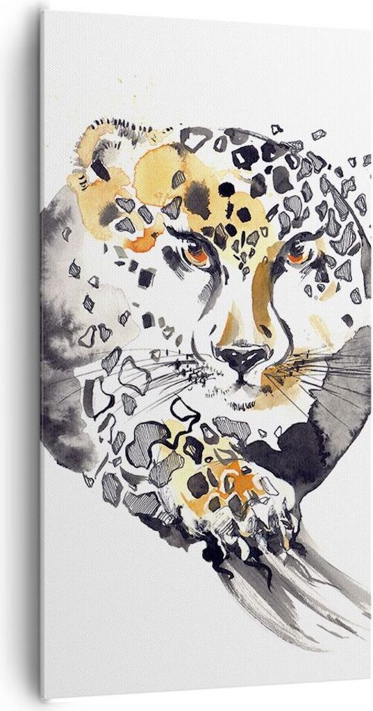 Bild auf Leinwand - Leinwandbild - Katze Orb Tierwelt Geparden - 65x120cm - Wand Bild - Wanddeko - Leinwanddruck - Bilder - Kunstdruck - Wanddekora...