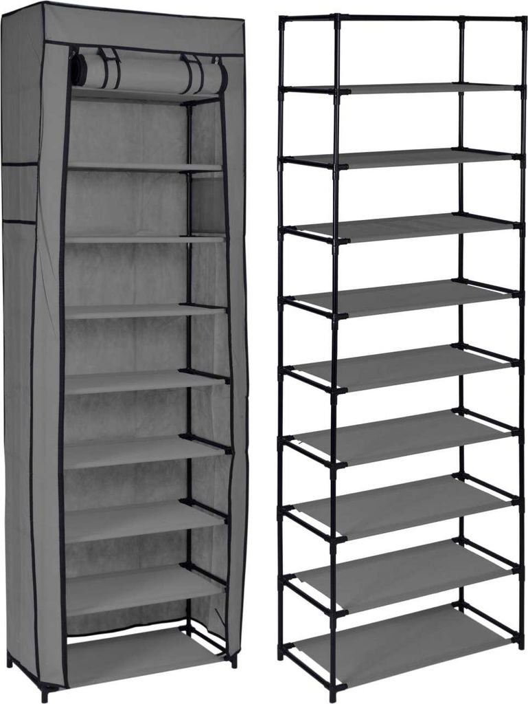 Textilschuhkommode Lea Anthrazit mit 9 Regalen