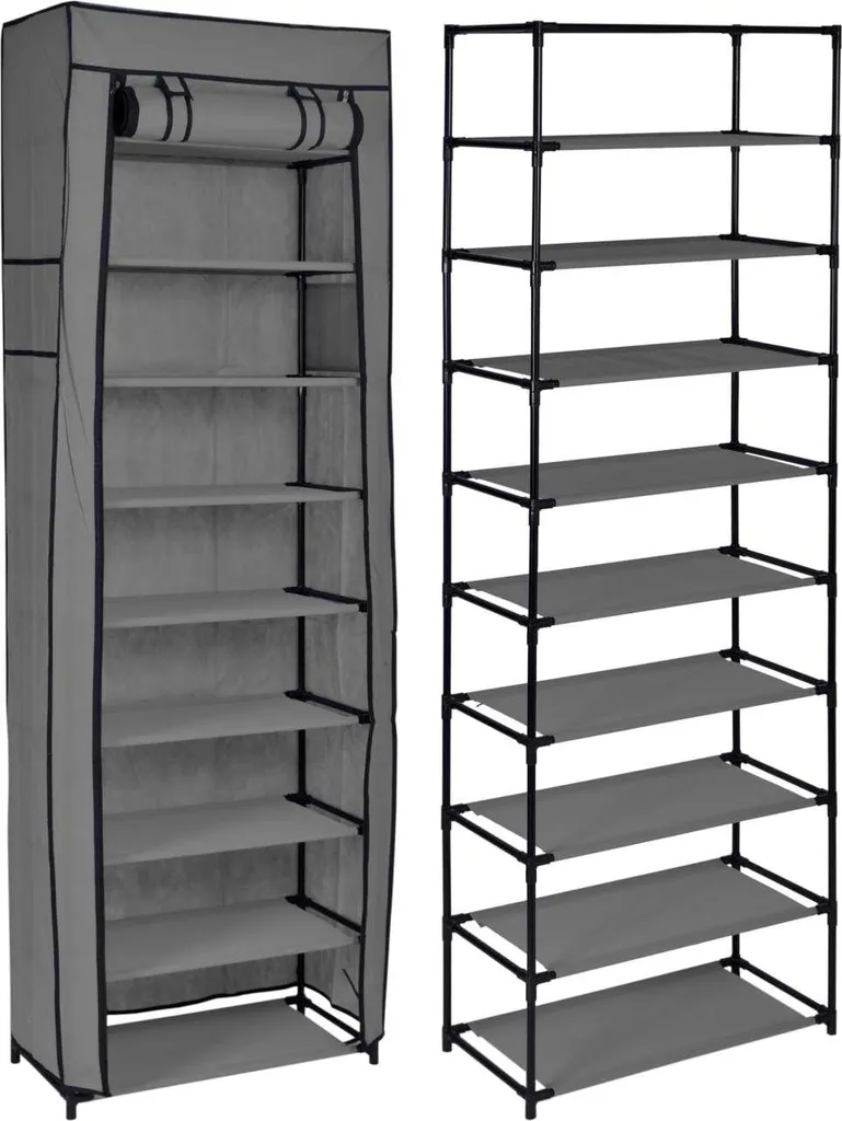 Porte-chaussures textile LEA 57 cm anthracite - Rangement compact ID Market