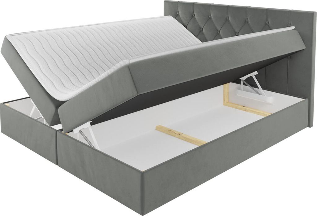 MIRJAN24 Boxspringbett Loloz, Doppelbett mit Bettkasten und Matratze, Ehebett (Farbe: Mikrofaza 0014, Größe: 200x200 cm)