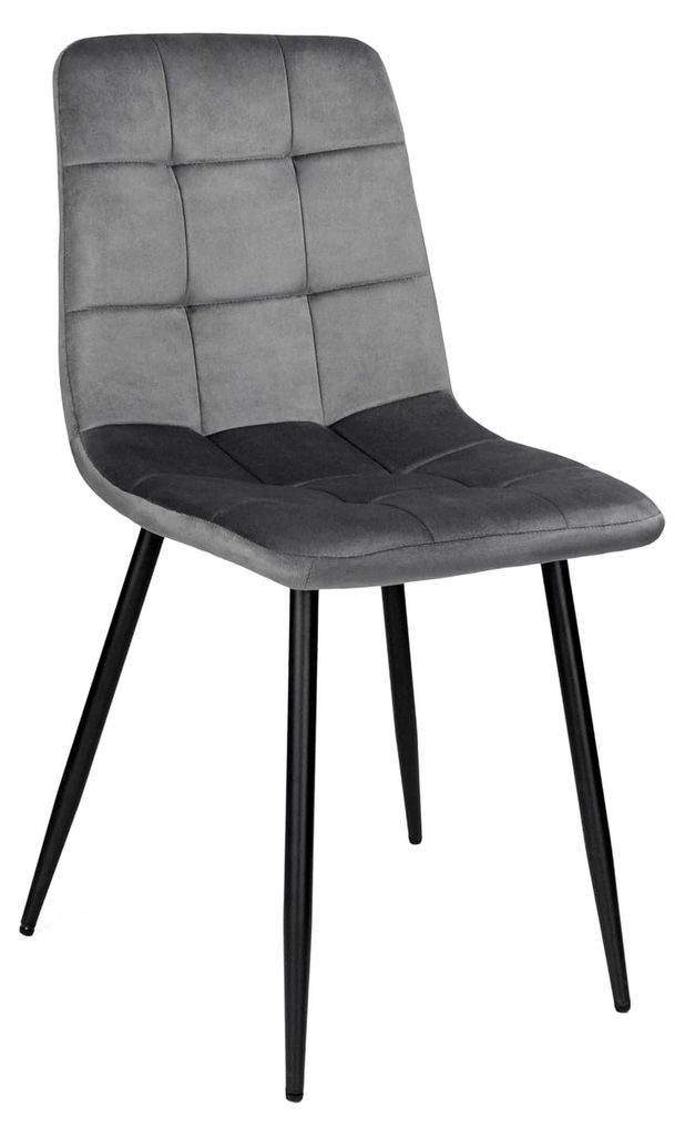 Roma Esszimmerstuhl | Samtstuhl Grau | Gepolsterte Sitz- und Rückenfläche | Verstellbare Metallfüße | Geeignet für Küche, Esszimmer und Wohnz...