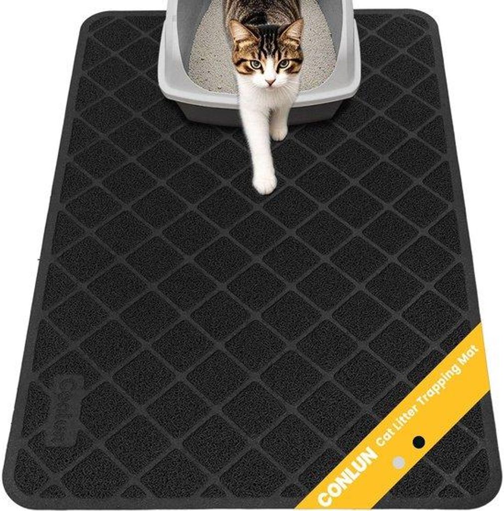 Katzentoilette-Matte 89x58cm, raster, wasserdicht, schwarz