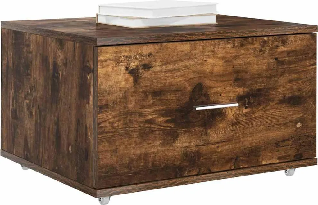 Cassettiera professionale con rotelle, 60 cm, in rovere ambra