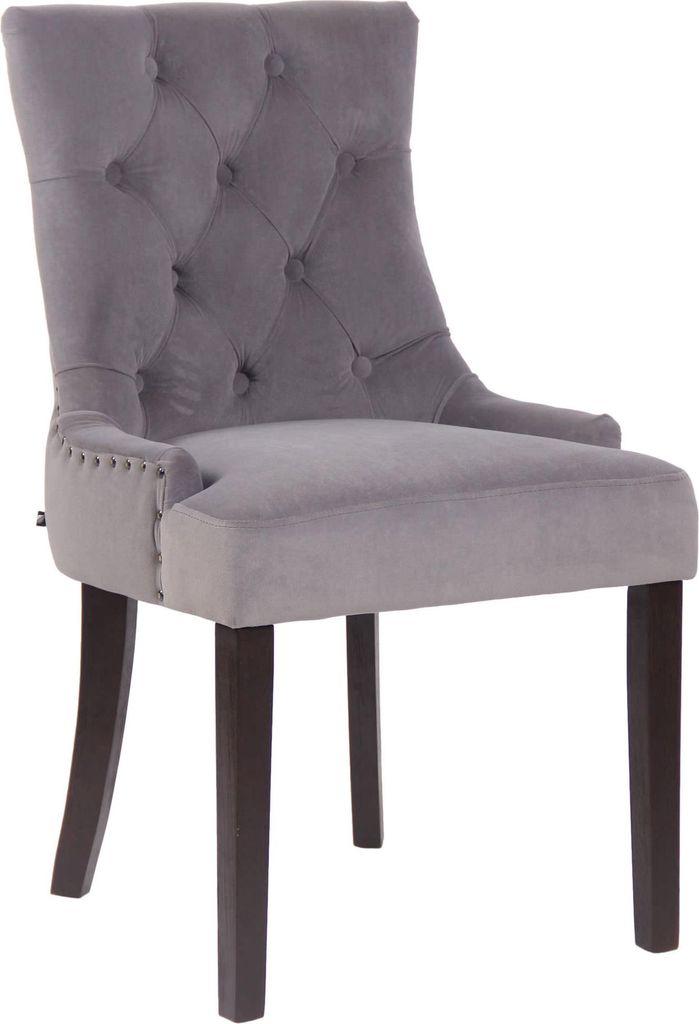 Esszimmerstuhl HILON - Samt Grau 55x58x92 cm Braun | Essstühle Esszimmerstühle Küchenstühle Wohnzimmerstühle