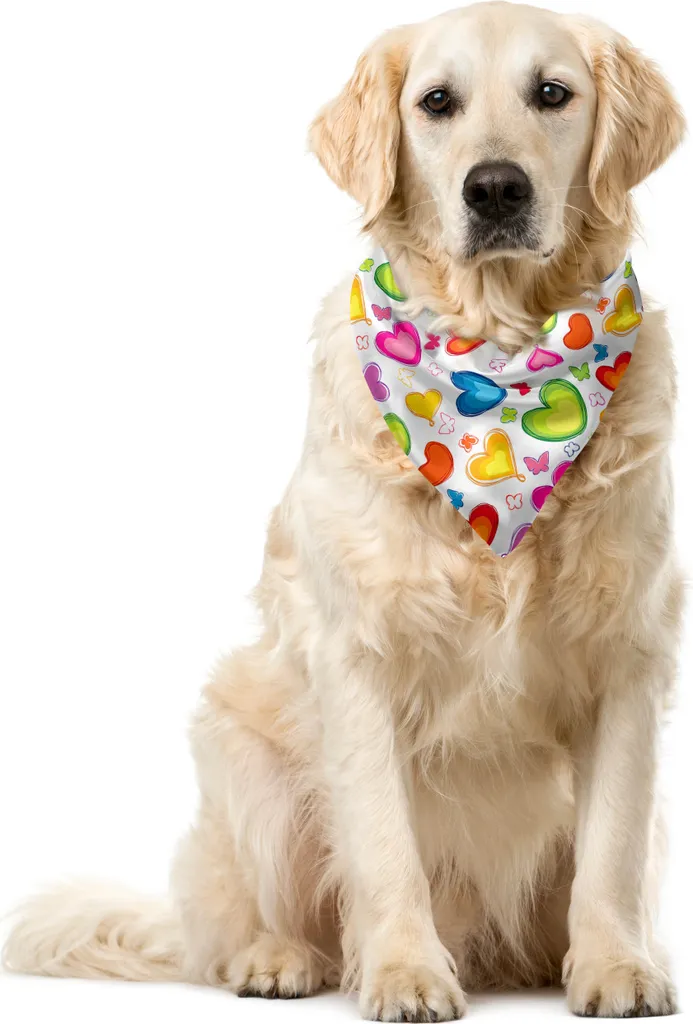 ABAKUHAUS Bandana per animali domestici, Farfalle colorate felici, 55x55 cm, Multicolore