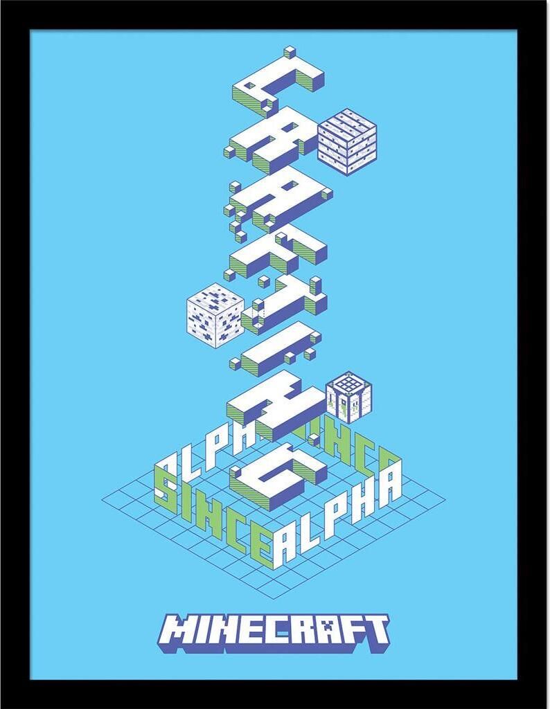 Minecraft - Gerahmtes Poster "Alpha" PM11129 (40 cm x 30 cm x 1,7 cm) (Blau/Weiß/Grün)