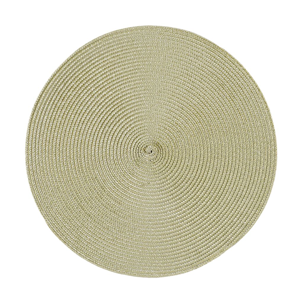 Tischset 4er Set Natur rund 35 cm Ø Platzset abwaschbar Platzdeckchen geflochtene Optik