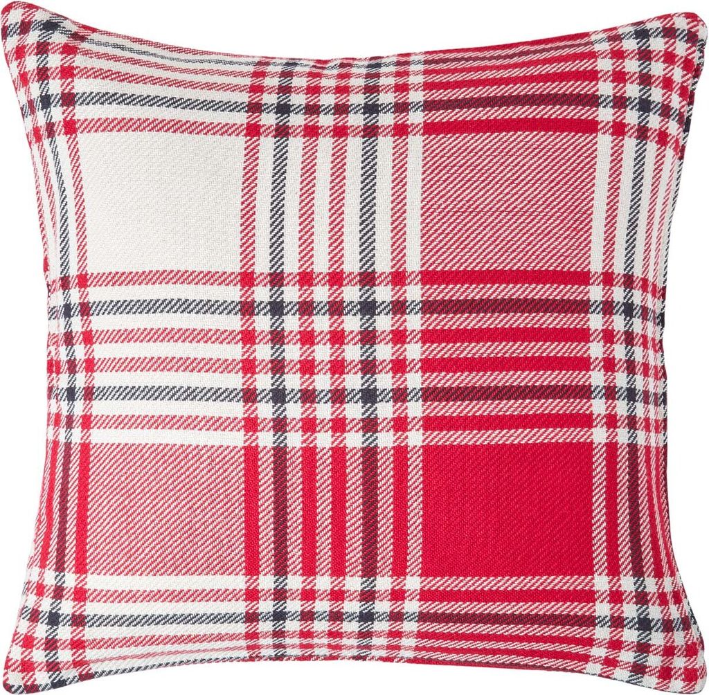 HOMESCAPES Baumwoll-Kissenbezug mit Schottenmuster in Rot, 60 x 60 cm