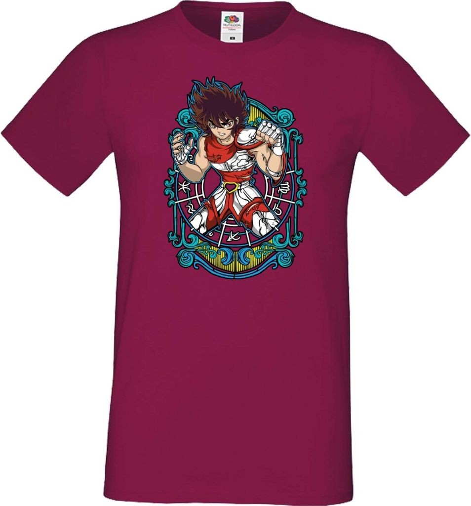 Herren T-Shirt Japan Manga Animation Comics Saint Anime Seiya Pegasus Var-011 Pegasus Knight, Man L / Burgundy