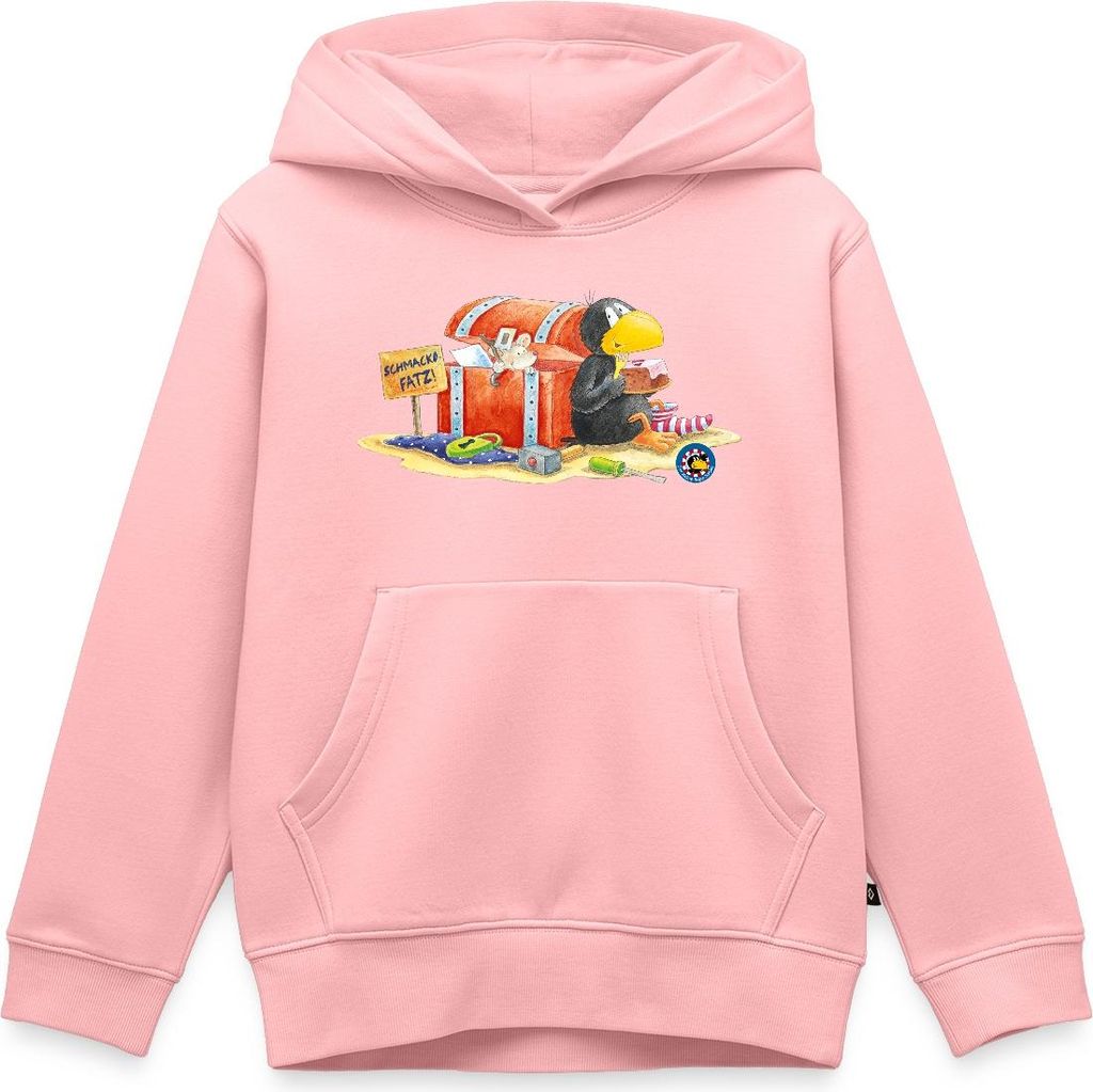Spreadshirt Der kleine Rabe Socke Schmackofatz Kinder Premium Hoodie, 98/104 (2 Jahre), Rosa