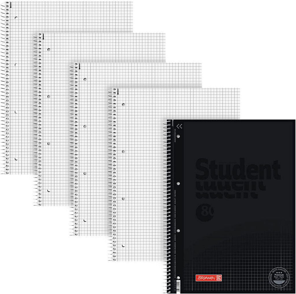 BRUNNEN 1067928590 Collegeblock A4 schwarz, Lin.28 5St Produktbild 