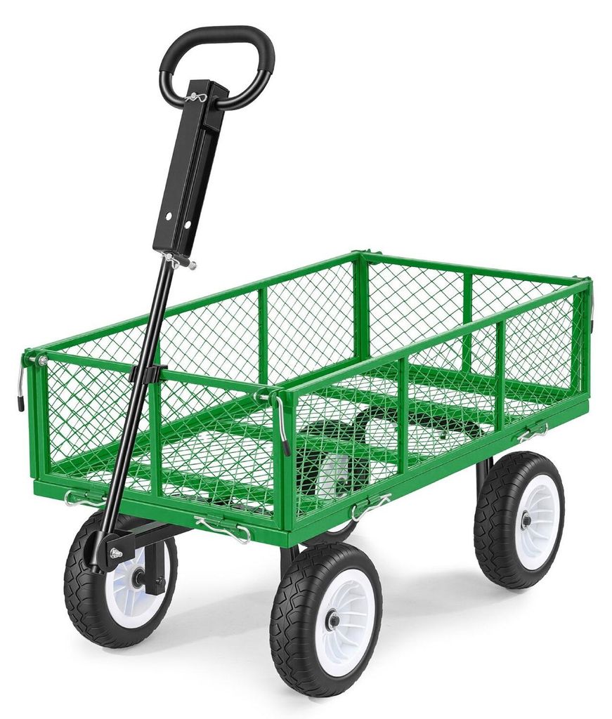 Gartenwagen, 408,2 kg, robuster Garten- und Transportwagen aus Stahl mit 10-Zoll-Reifen, Gartenhocker für den Außenbereich mit verstellbarem Grif...