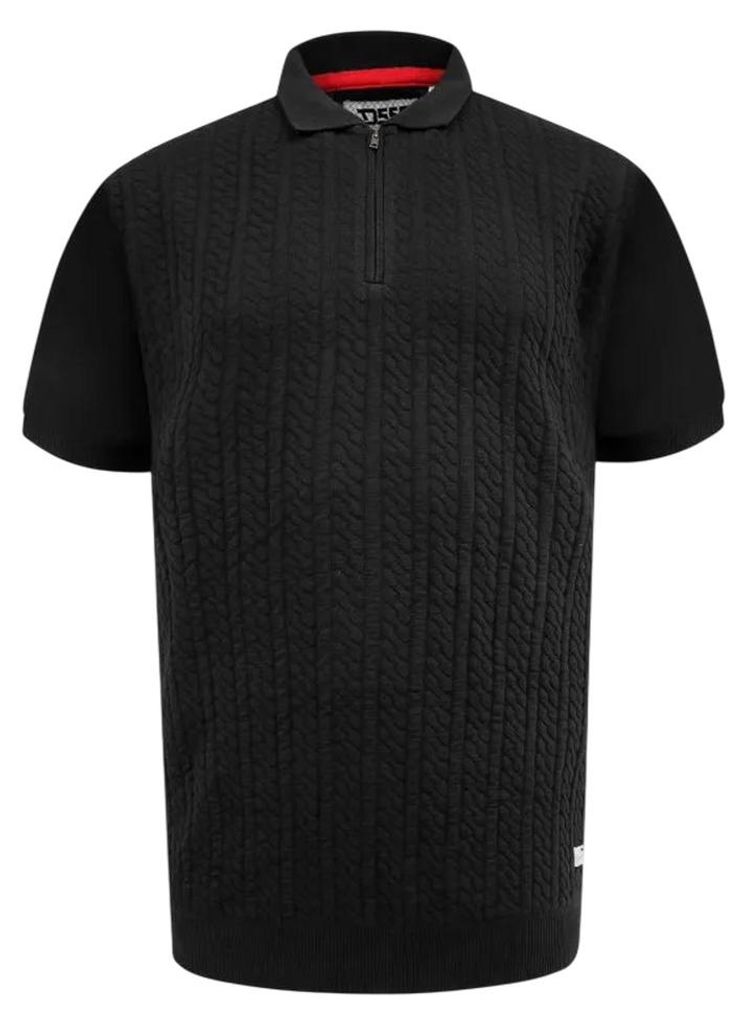 Duke - "Kennedy D555" Poloshirt für Herren, mit kurzem Reißverschluss, Mit Zopfmuster, Kingsize DC617 (4XL) (Schwarz)