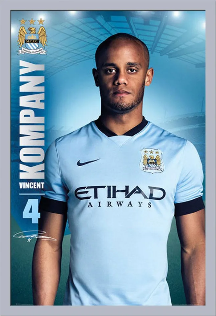Poster Manchester City Encadré Vitre Acrylique : Cadre Argenté Durable